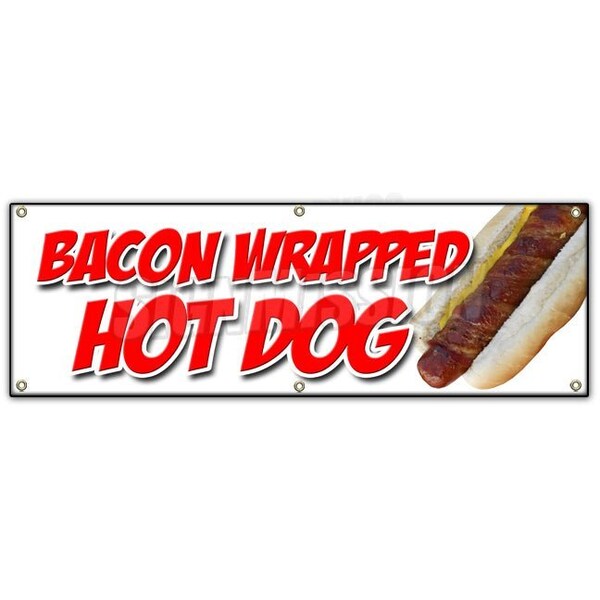 BACON WRAPPED HOT DOG BANNER SIGN texas tommy cheese deep fried stick